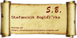 Stefancsik Boglárka névjegykártya